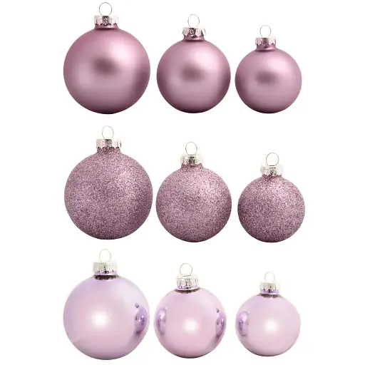 Набір ялинкових кульок House of Seasons 7/6/5 см 42 шт. бузкові (8720362102946) - фото 2