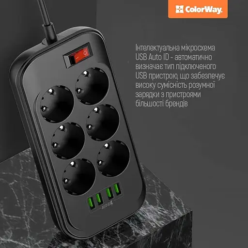 Мережевий подовжувач ColorWay CW-CHE64B - фото 6