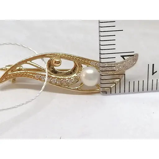 Золота брошка Імперія золота з перлами і фіанітами. БШ250И - фото 5