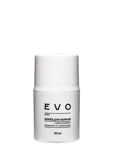 Флюїд для обличчя з пудрою бамбуку, мінералами та пробіотиками EVO derm 30 мл - фото 1