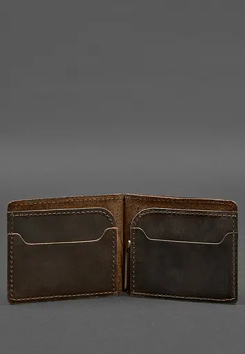 Кожаный портмоне 13.0 зажим темно-коричневый Crazy Horse - фото 5