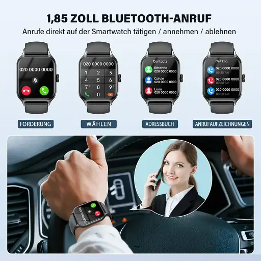 Розумний годинник LESHIDO для чоловіків і жінок, 1,85-дюймовий сенсорний кольоровий дисплей із викликами через Bluetooth - фото 4