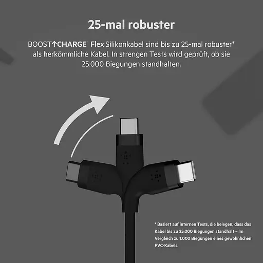 Belkin Кабель USB-A > USB-C зарядка/синхронизация 3м, 60Вт, Type-C, силиконовый с клипсой, черный - фото 3