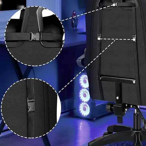 Кресло геймерское PLAYER с подставкой для ног и массажем Black (100003) - фото 10