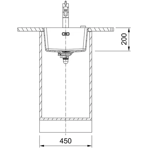 Кухонна мийка Franke Maris, фраграніт, прямокутник, без крил, 553х433х200мм, чаша - 1, монтаж під стільницю, MRG 110-37, сірий камінь - фото 2