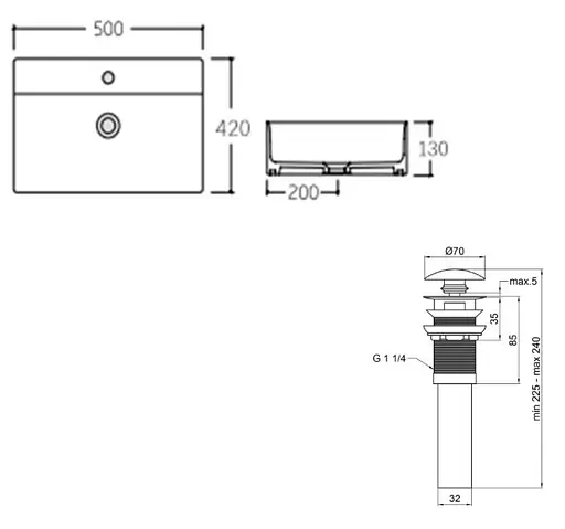 Комплект Qtap Nando LT: Раковина подвесная прямоугольная 500х420х130 мм White + Донный клапан PU02O (QT12112173SWN47323) - фото 5