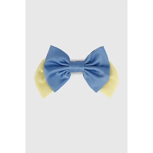 Заколка-автомат детская Бант Желто-голубой (2400516519016A) - фото 1