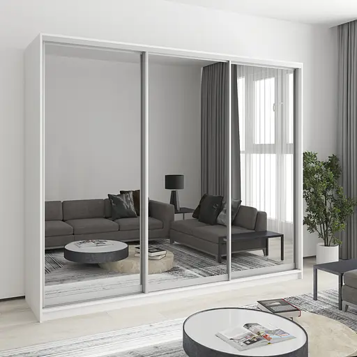 Шафа-купе тридверна MebelStar Комбо AL 3 Дзеркала 250x45x210 см Аляска білий (MBS-3245)