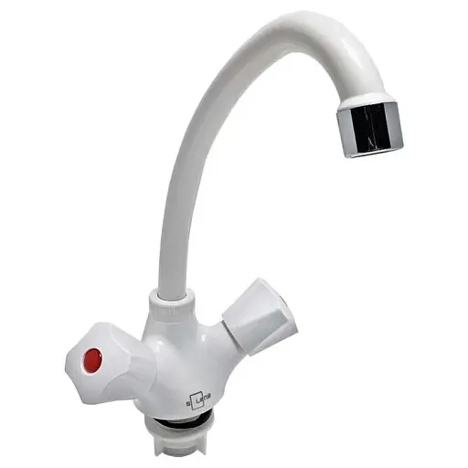 Смеситель для кухни Solone LAP4-B030 двухвентильный пластик Белый 30412 - фото 1