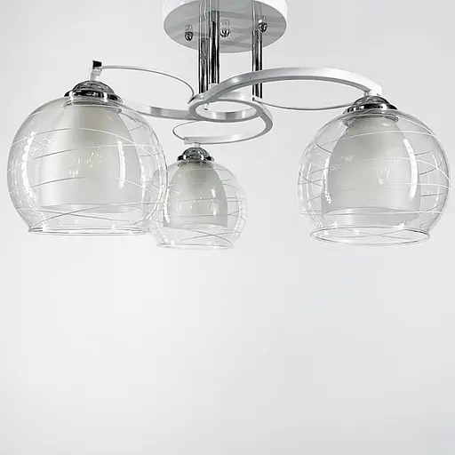 Потолочная люстра в белом корпусе с двойным плафоном Line.F Количество ламп 3 - фото 1