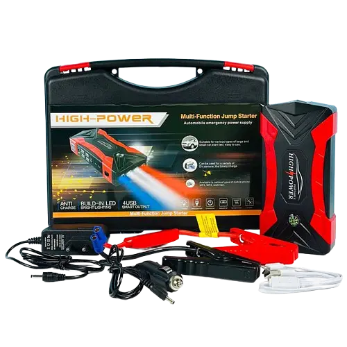 Пуско-зарядное устройство бустер Jump Starter QY33 99800mAh 4 USB Черно-красный - фото 2