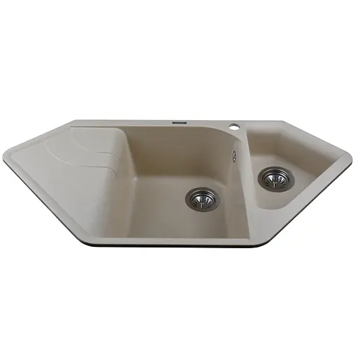 Гранитна мийка Globus Lux GARDA слонова кістка для кухні стійка до подряпин і хімії 1000х500мм - фото 2