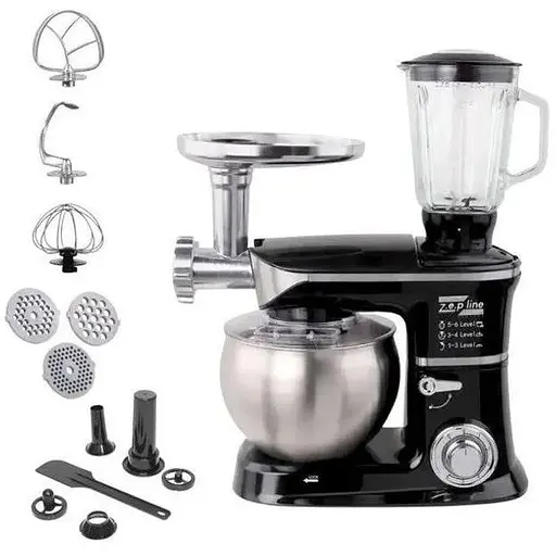 Кухонная машина комбайн Zepline ZP-072, 6 режимов 3200Вт Черный/Серый - фото 1