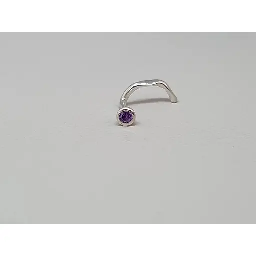 Серебряная серьга-пирсинг в нос. 1024.2С Фиолетовый - фото 2