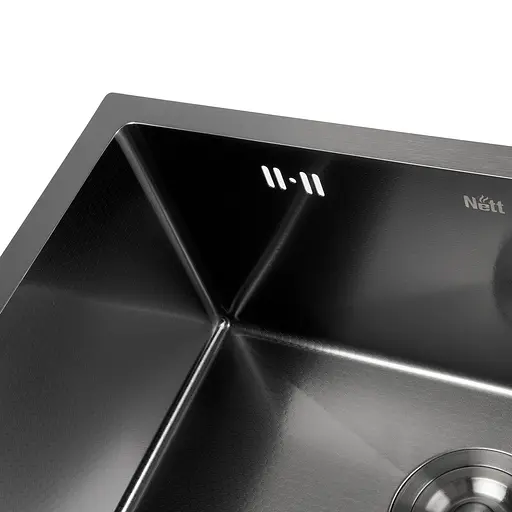 Кухонна мийка під стільницю декор з PVD покриттям чорна Nett NBS-5742U, Чорний - фото 2