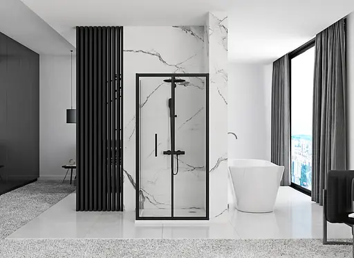 Душова кабіна Rea Rapid Fold 80x100 black REA-K6421 + REA-K6420, Чорний матовий, Універсальна, прозорий - фото 5