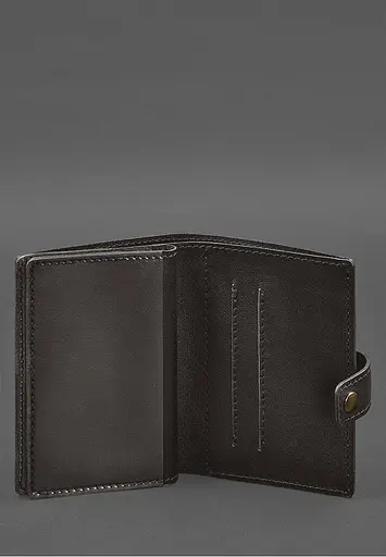 Кожаная обложка-портмоне для военного билета офицера запаса (узкий документ) Темно-коричневая - фото 6