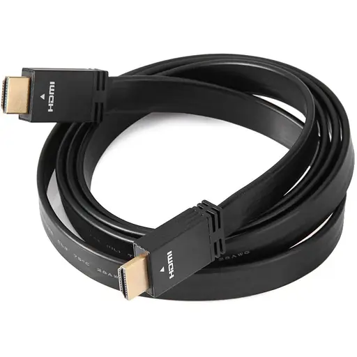 HDMI кабель штекер штекер плоский шнур чорний 2 м