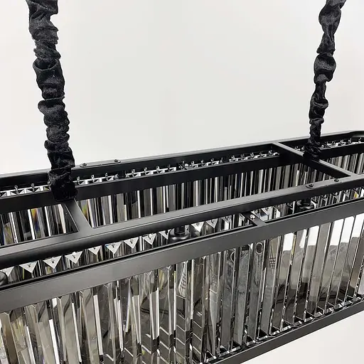 Люстра чорна видовжена з графітовими пластинами 120х30 см | Арт. MJ 160L-1200 BK+GR | Line F - фото 5