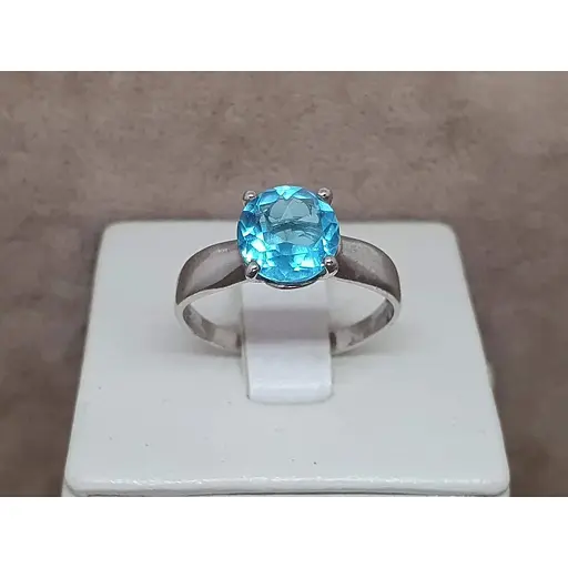 Срібне кільце Агні Безтурботність з блакитним кварцом. 1298/1р-QSWB 18,5 - фото 4