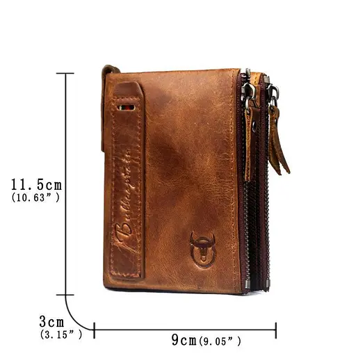 Мужской кожаный кошелек BULL 9.5х12х2 см acs0029270 - фото 3