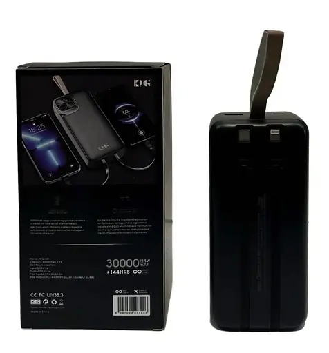 Портативное зарядное устройство для Power Bank KP KPG-301 30000 mAh с дисплеем 2 в 1 Черный - фото 7