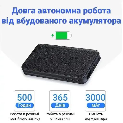 Диктофон с большим временем работы до 500 часов Yescool E190, память 64 Гб запись датчика звука - фото 4