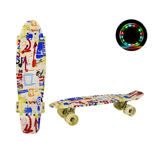 Скейт "Пенні борд" Bambi SC20415 колеса зі світлом, принт, 56 см - фото 2
