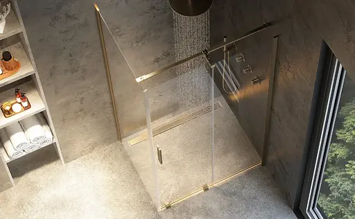 Душевая кабина Rea Montana 140x100 brashed gold KPL-K2521, Универсальная, прозрачная, золотая - фото 4