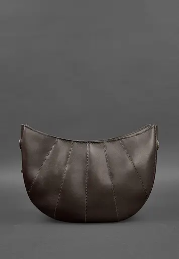 Шкіряна жіноча сумка Круасан Краст темно-коричнева - фото 4