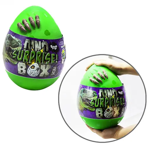 Набір креативної творчості в яйці "Dino Surprise Box" DSB-01-01U, 15 предметів для творчості Зелений