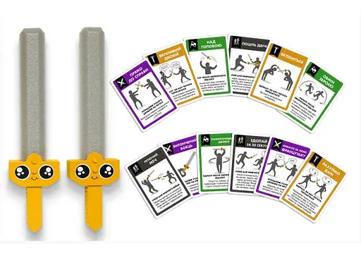 Настільна гра Rozum Влаштуймо бутафорними мечами ДВОБІЙ за КАРТИ (Let's Hit Each Other with Fake Swords) (укр.) ( R087UA ) - фото 4