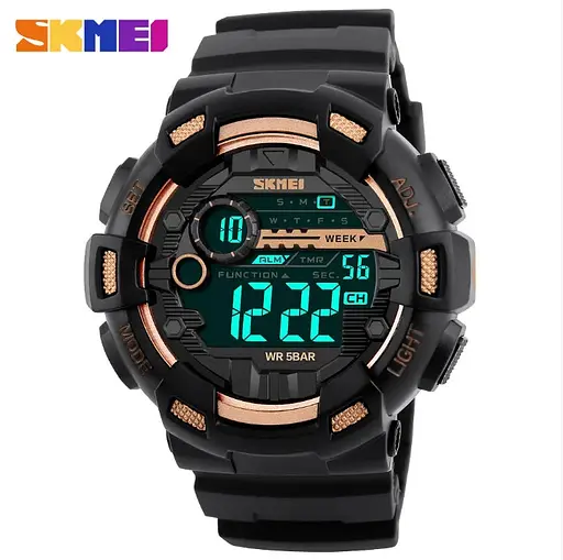 Чоловічий наручний годинник Skmei Champion 1243A Чорний з золотим - фото 3