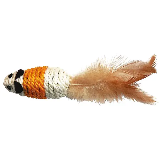 Игрушка для кошек TatraPet Мышка сизаль с перьями 7 см 