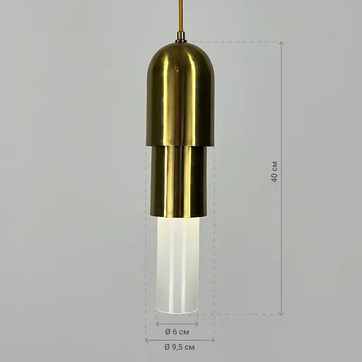 Підвісний світильник з латунним металевим та скляним плафоном | Line F | Арт. AA463/1 AB - фото 4