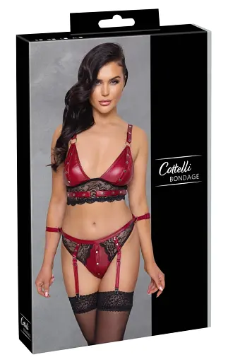 Комплект Cottelli Collection Bra Set Bondage XL червоний - фото 7