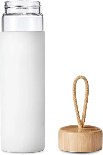 Бутылка стеклянная OldBro бамбуковая крышка с защитным силиконовым чехлом Blanco 590 мл - фото 2