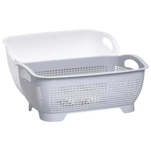 Корзина для мытья овощей и фруктов Yiwu пластиковая 32х23х13 белая HP-45-5W - фото 2