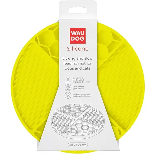 Коврик для слизывания и медленного питания Waudog Silicone 211х211х30 мм желтый