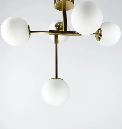 Люстра у каскадному каркасі з матовими плафонами | Арт. AOC 17/5 AB+WT | Line F - фото 4