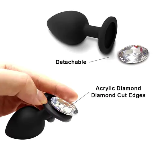 Анальна пробка з кристалом, чорна анальна пробка, анальна пробка зі стразою маленька S - фото 8