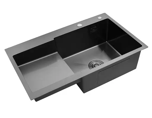Кухонная мойка Kroner KRP PVD Schwarze - 7848RHM (3,0/1,0 мм) (CV030024) - фото 3