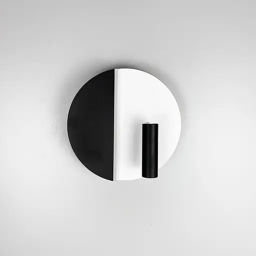 Настінний білий з чорним круглий світильник із спотом | Арт. W 088-180 BK+WT | Line F - фото 10