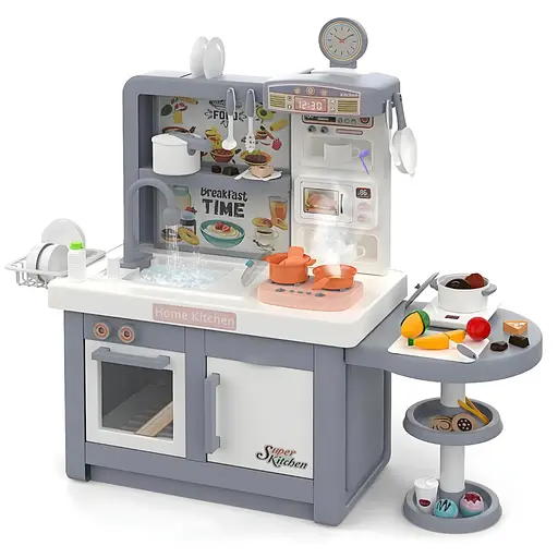 Кухня 100 T-3 98см, звук, музика, підсвічування, парогенератор, мийка з подачею води, посуд, прилади, продукти, в коробці (6946613306181) - фото 1