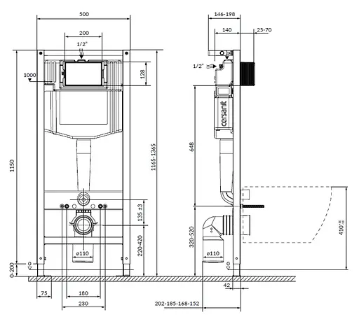 Инсталляция для унитаза Cersanit System 50 механическая без клавиши K97-526 - фото 2