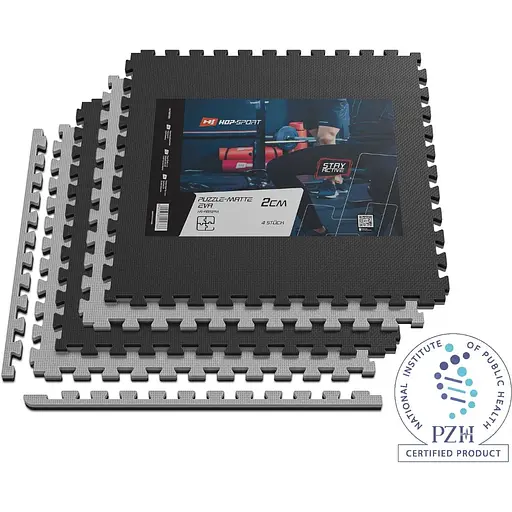 Мат-пазл Hop-Sport EVA 2см HS-A020PM - 4 частей черно-серый - фото 3