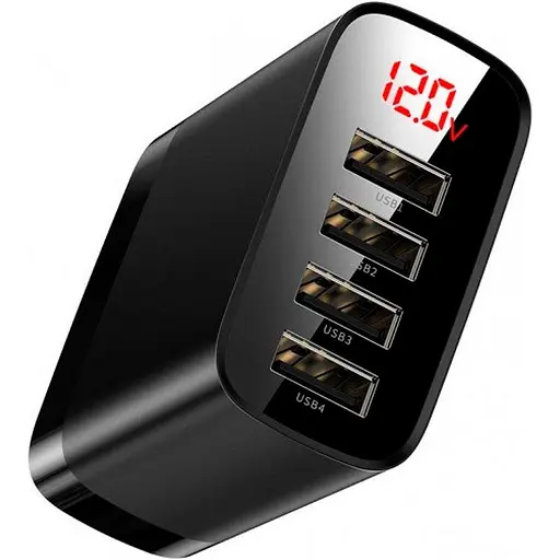 Сетевое зарядное устройство Baseus Mirror Lake Digital Display 4USB Travel Charger White CCJMHB-B02 - фото 2