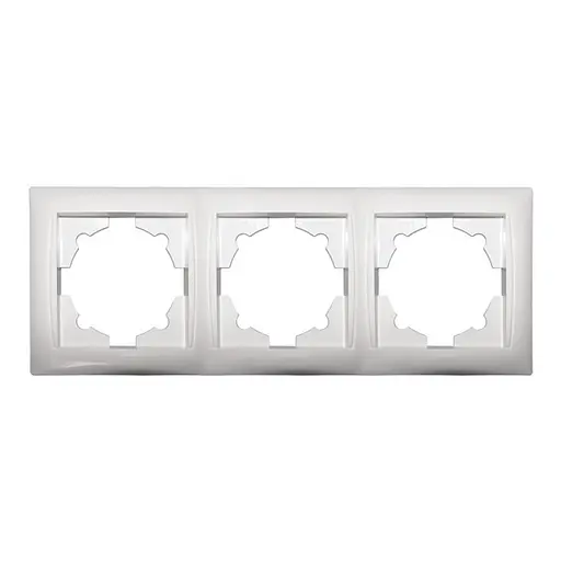 Рамка 3 гнезда горизонтальная для розеток и выключателей Primera белая 3023 LUXEL - фото 1