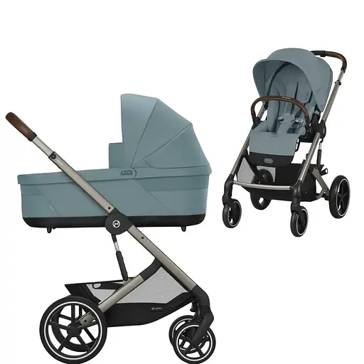 Коляска Cybex Balios S Lux TPE Stormy Blue з бампером + Люлька Cybex S Stormy Blue блакитна 