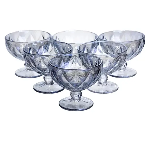 Набор креманок Diamond Blue 6 штук по 300 мл. HP-19-277 прозрачный для десертов йогуртов с огранкой Yiwu HP-19-277 - фото 1